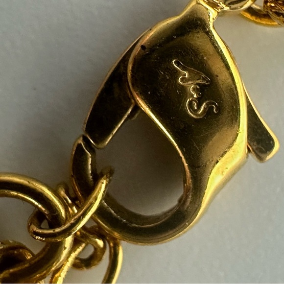 Vintage Attwood & Sawyer A&S Gold Tone Rope Pendant Necklace Rhinestone UK FLAWS - Picture 9 of 14